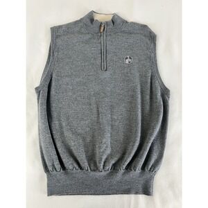 Peter Millar Sweater Vest Men's XL Gray‎ Quarter Zip 100% Merino Wool